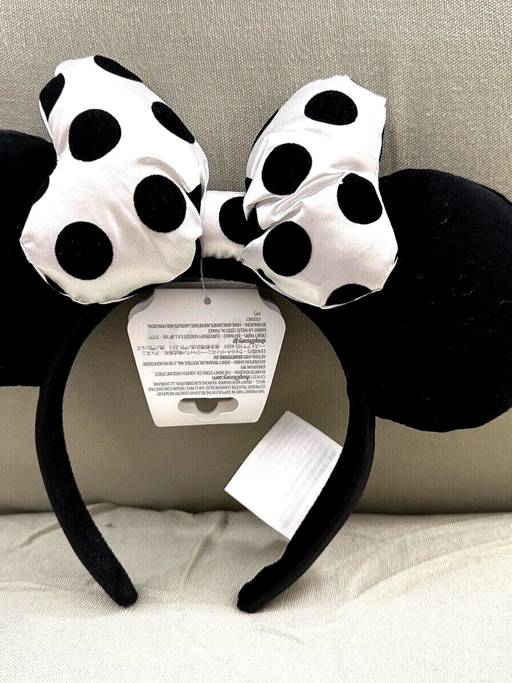 Disney Black and White Polka Dot Minnie Mouse Ears Headband